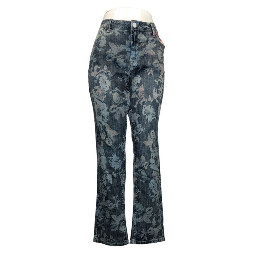 Laurie Felt Women's Jeans Sz 12 Floral Relaxed Straight Blue